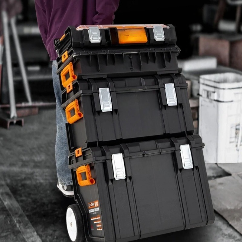 Workshop Garage Tools Manufacturer - Stapelbare gereedschapskoffer, zware uitvoering, draagbaar, afsluitbaar,