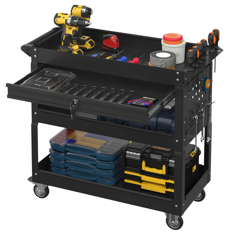 Workshop Garage Tools Manufacturer - 3-laags rollende gereedschapswagen, zware uitvoering, met
